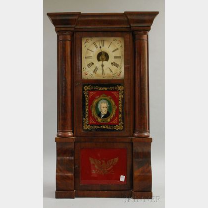 Mahogany Sleigh-front Mantel Clock by Birge, Peck and Company