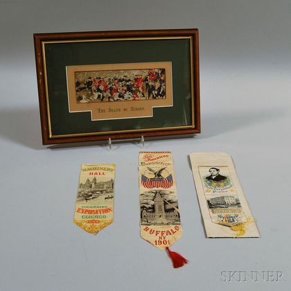 Four Woven Silk Commemorative and Souvenir Ribbons