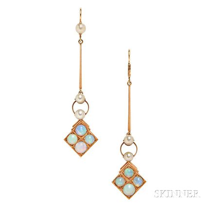 14kt Gold and Opal Earrings