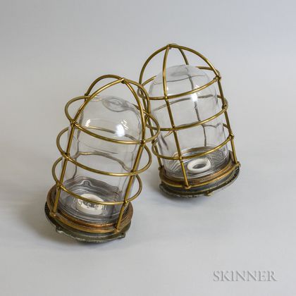 Pair of Russell & Stoll Brass and Glass Lanterns