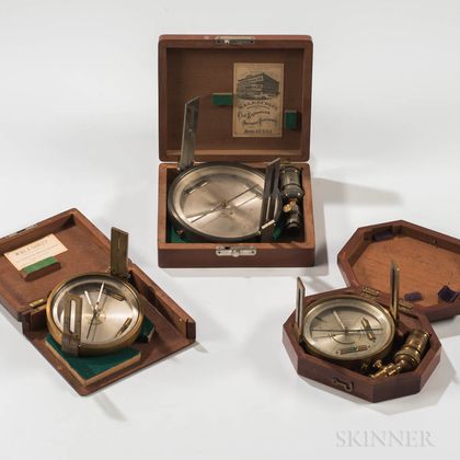 Three Cased W. & L.E. Gurley Pocket Compasses