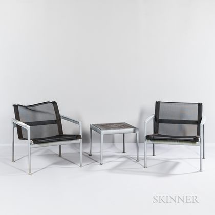 Two Richard Schultz (American, b. 1926) for Knoll Studios 1966 Patio Lounge Chairs and Table