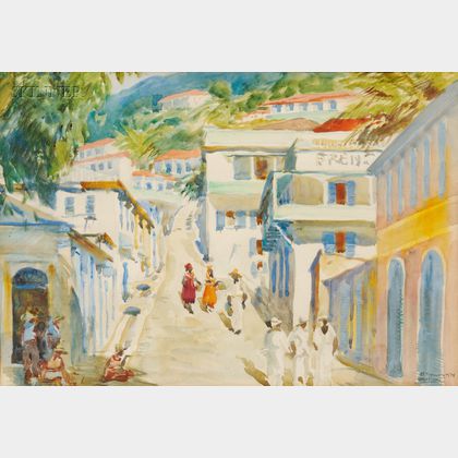 Jean Jacques Haffner (American, 1885-1961) Caribbean Village, St. Thomas