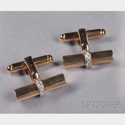 14kt Gold and Diamond Cuff Links, Tiffany & Co.