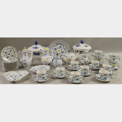 Forty-six Pieces of Royal Copenhagen Blue and White-decorated Porcelain Tableware. Estimate $300-500