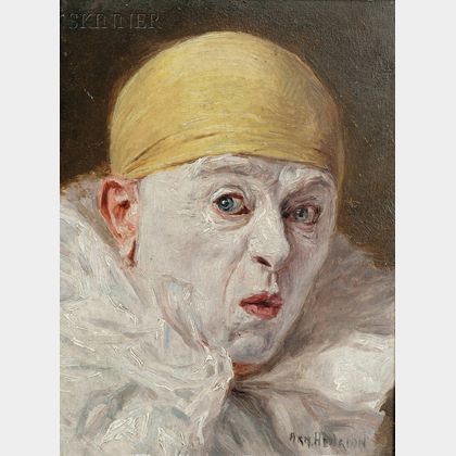 Armand Francois Joseph Henrion (Belgian, 1875-1958) Three Clown Portraits: Smiling, Surprised