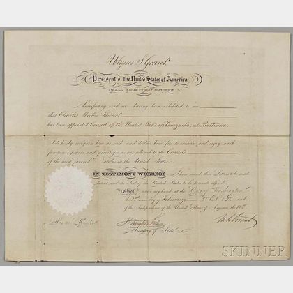 Grant, Ulysses S. (1822-1885) Document Signed, 1 February 1875.