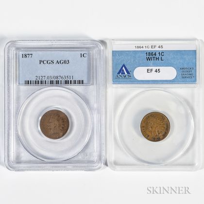 1877 and 1864 L on Ribbon Indian Head Cents