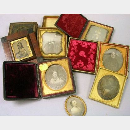 Seven Portrait Daguerreotypes and an Ambrotype