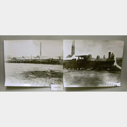 Two Large Glass Plate Negatives Depicting Providence Locomotive Works Engines