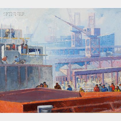 Carroll Thayer Berry (American, 1886-1978) Shipyard, Bath, Maine