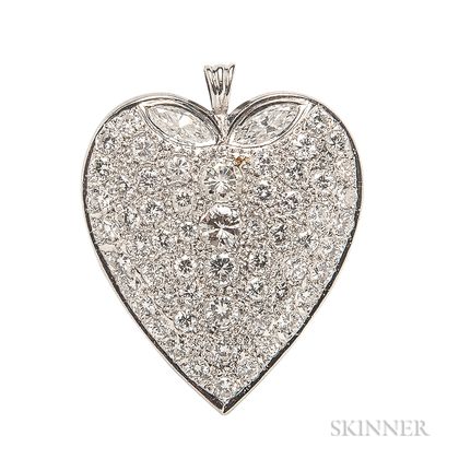14kt White Gold and Diamond Heart