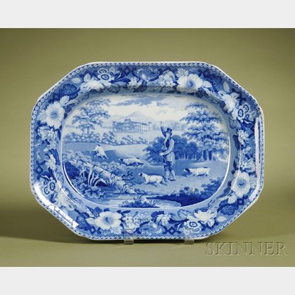 Staffordshire Blue Transfer Printed Earthenware Platter