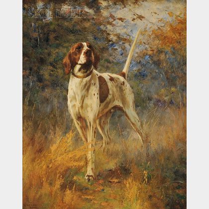 Percival Leonard Rosseau (American, 1859-1937) Stylish Mack /Portrait of a Pointer in a Landscape