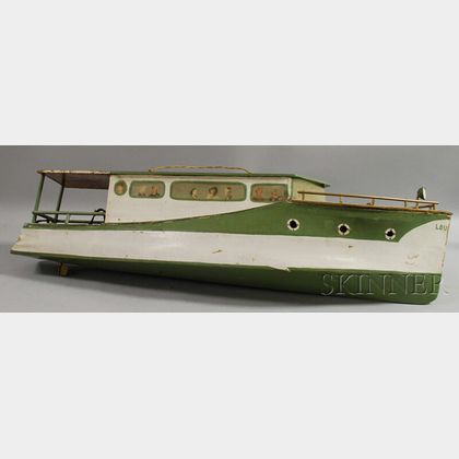 Painted Wooden Boat Model of the Cabin Cruiser "LOU,"