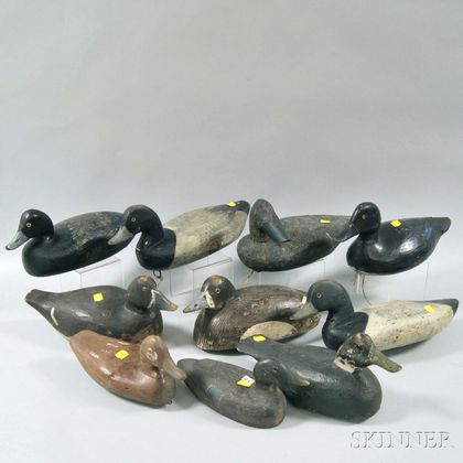 Ten Assorted Carved and Painted Waterfowl Decoys
