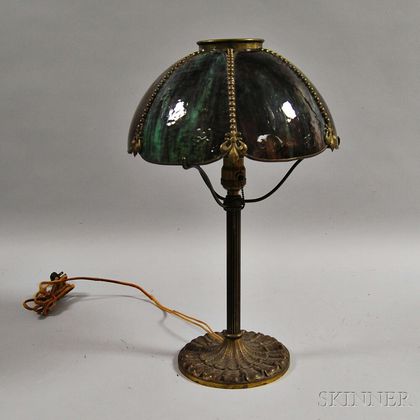 Miller Brass and Slag Glass Table Lamp
