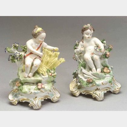 Pair of Chelsea-type Porcelain Allegorical Figures