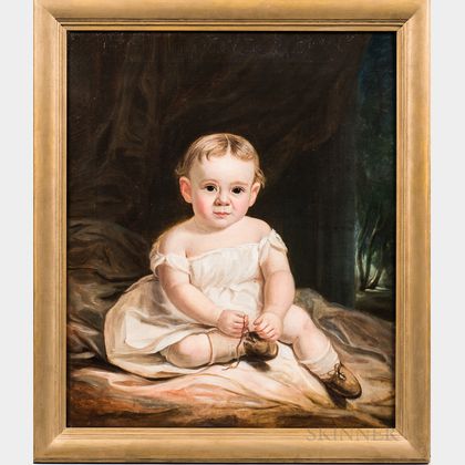 American School, 19th Century Portrait of a Child Wearing Brown Shoes