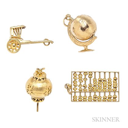 Four 14kt Gold Charms