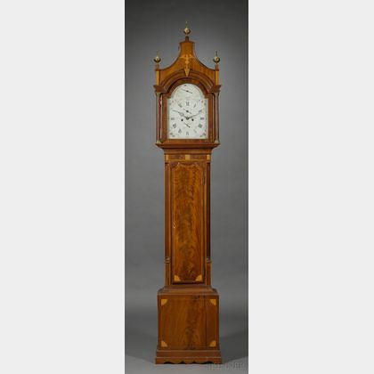 Federal Mahogany Inlaid Tall Clock by Effingham Embree