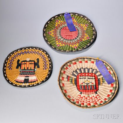 Three Contemporary Hopi Polychrome Wicker Plaques