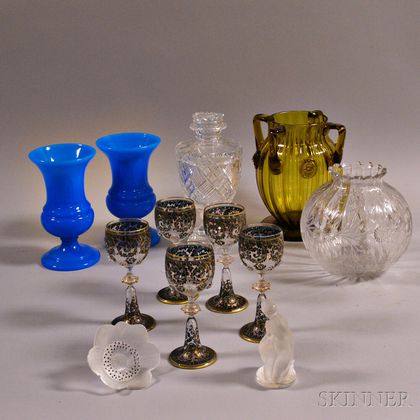 Two Lalique and Ten Other Glass Items