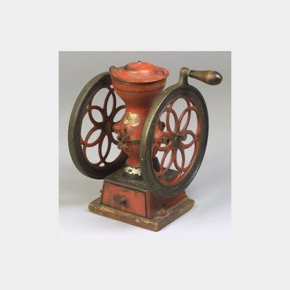 Enterprise Mfg. Co. Red Painted Cast Iron Coffee Mill