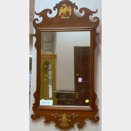 Queen Anne Style Mahogany and Mahogany Veneer Mirror and a Chippendale-style Mahogany Mirror