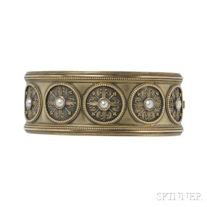 Antique Gold and Split Pearl Bracelet