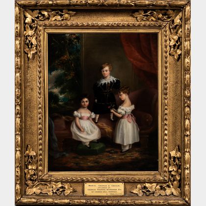 British School, 19th Century Maria, George, and Cecelia Wyndham, Painted at Cromer Hall