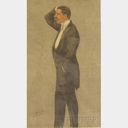 Two Framed Spy Chromolithographs on Paper Depicting Gentleman
