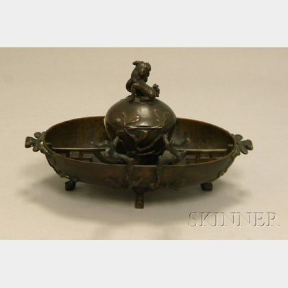 Chinese Bronze Footed Inkstand. Estimate $150-200
