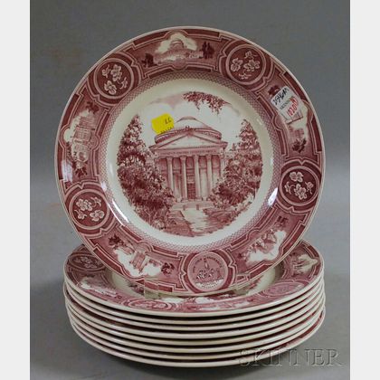 Set of Nine 1932 Wedgwood New York University Ceramic Dinner Plates