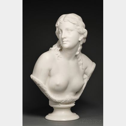 Thomas Ball (American, 1819-1911) Nude Bust of a Young Woman