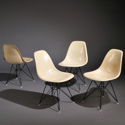 Four Eames Zenith Chairs with Eiffel Tower Base 