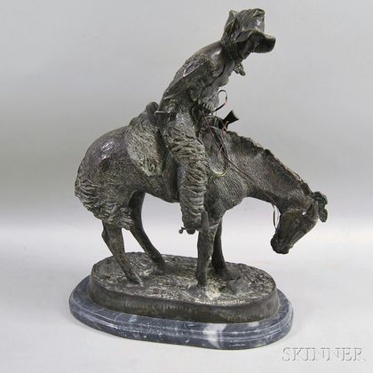 Bronze Horse and Rider Sculpture After Frederic Remington