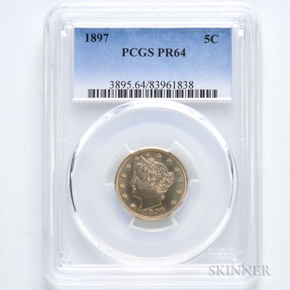1897 Liberty Head Nickel, PCGS PR64. Estimate $100-200