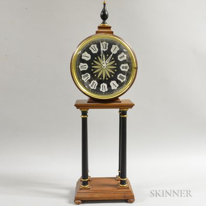 German Neoclassical-style Fruitwood Veneer Mantel Clock