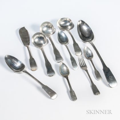 Ten Pieces of Chinese Export Silver Flatware