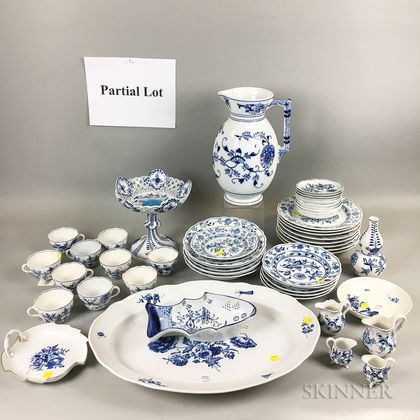 Group of Meissen "Blue Onion" Pattern and Other Blue and White Tableware