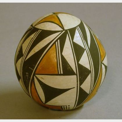 Native American Acoma Pueblo Paint Decorated Pottery Seed Jar