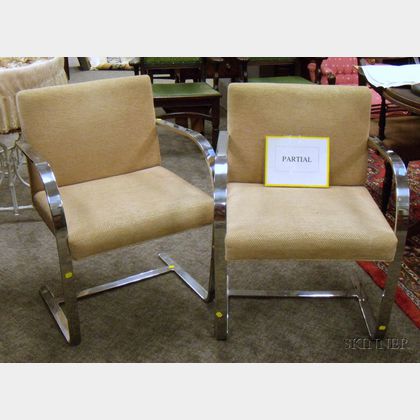 Set of Four Mies van der Rohe BRNO Upholstered Steel Cantilever Armchairs