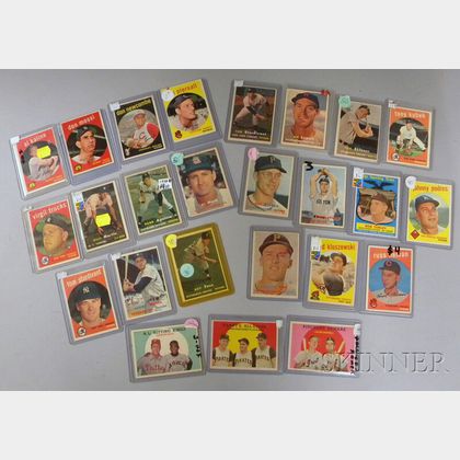 Eleven 1957, Thirteen 1959 Topps Baseball Cards and a Bazooka/Sporting News Bob Turley Baseball Card