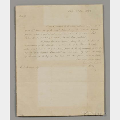 Clay, Henry (1777-1852) Autograph Letter Signed, 1 April 1834.