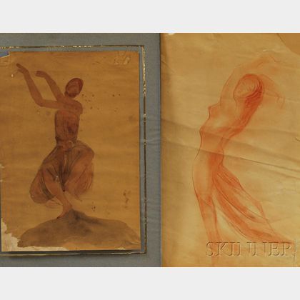 Ernest Durig (French, 1894-1962) after Auguste Rodin (French, 1840-1917),Two Works on Paper: Danseuse cambodgienne [Cambodian Dancer] 