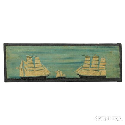 American School, Possibly Captain Chester Bradford, (New York, Early 20th Century) Three Ships