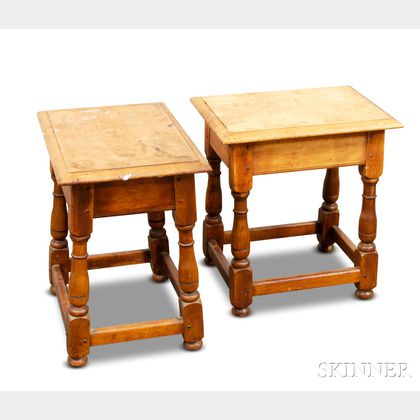 Pair of William and Mary-style Maple Joint Stools