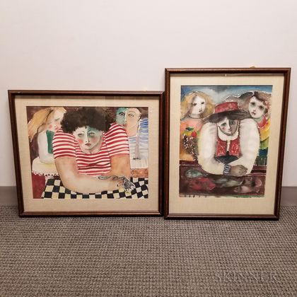 Three Framed Marija Jug-Pecaric (Croatian, b. 1937) Watercolors