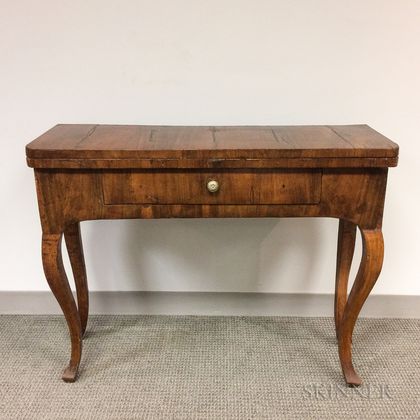Italian Rococo-style Olivewood Gate-leg Game Table